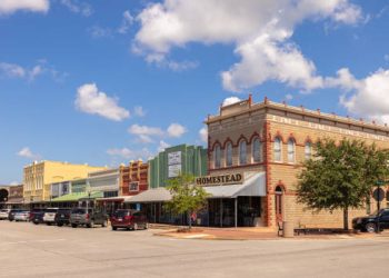 Bay City, Texas, USA - September 20, 2021: The Old Business distric along Avenue G